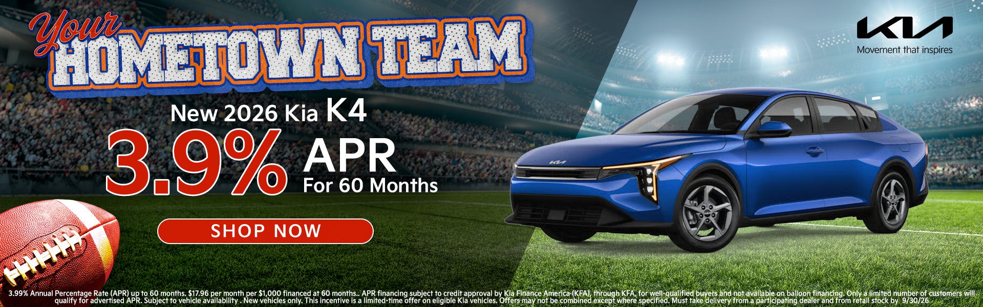 2026 K4 3.9% APR for 60 months
