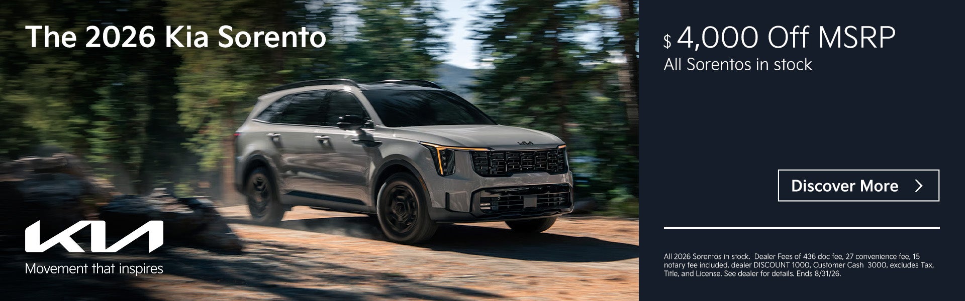 2026 Sorento $4000 off MSRP