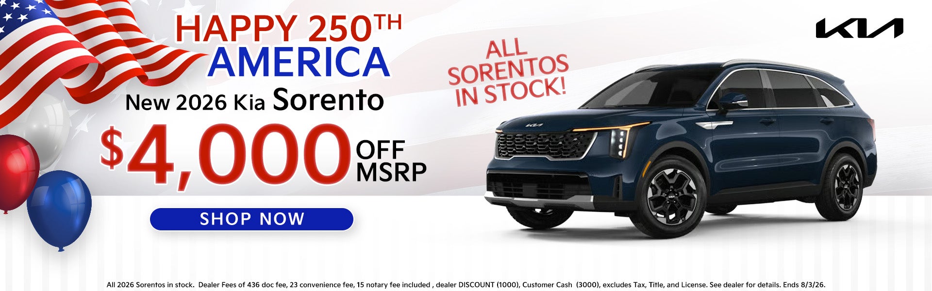 2026 Sorento $4000 in total savings