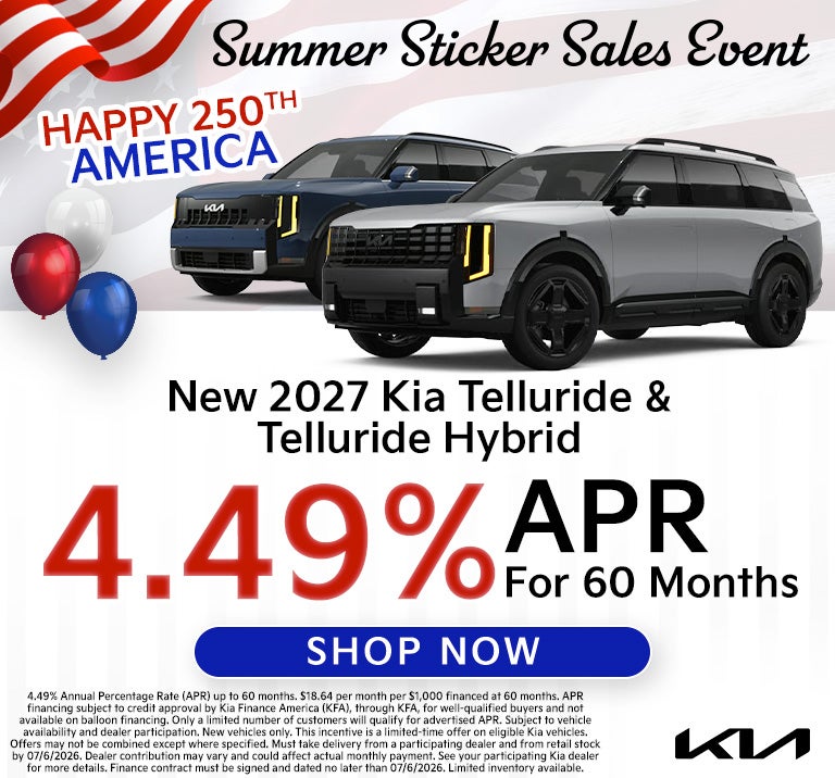 2027 Telluride and Telluride Hybrid 4,49% APr for 60 months