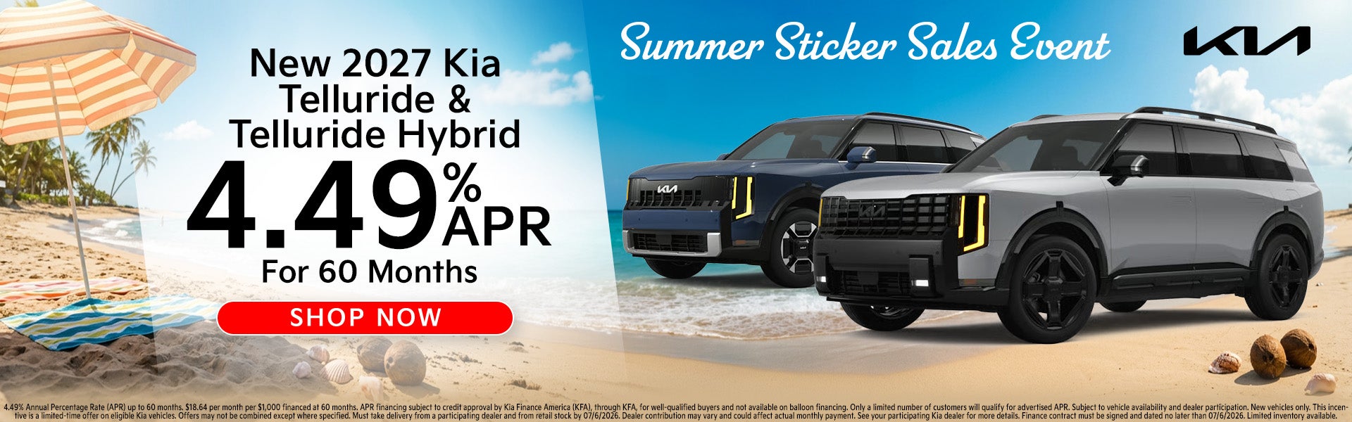 2027 Telluride and Telluride Hybrid 4,49% APr for 60 months