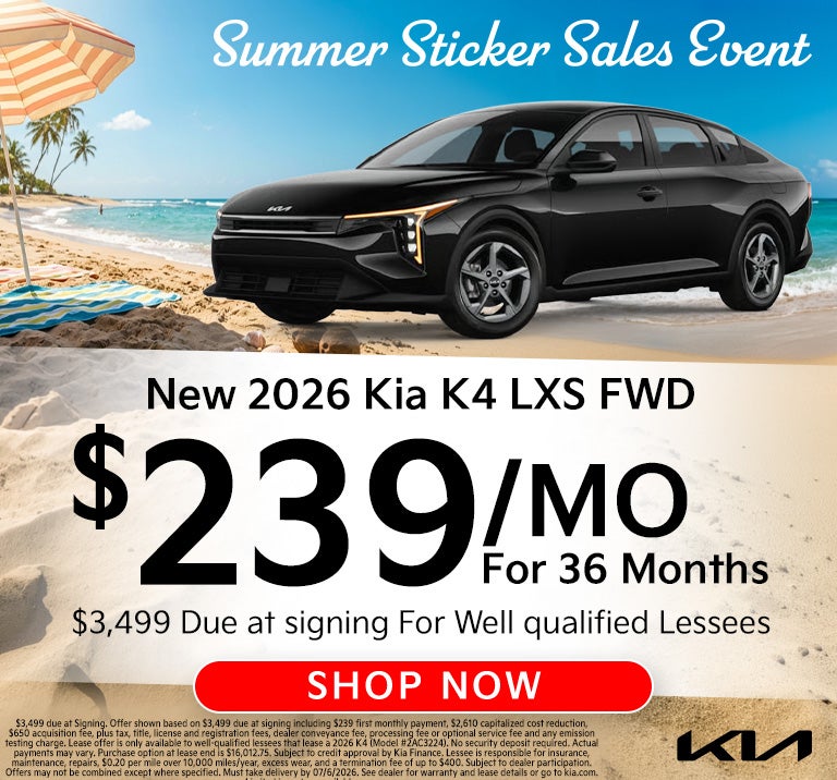 2026 K4 $239 a month for 36 months lease