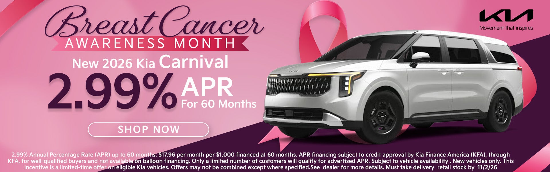 2026 Carnival 2.99% for 60 months