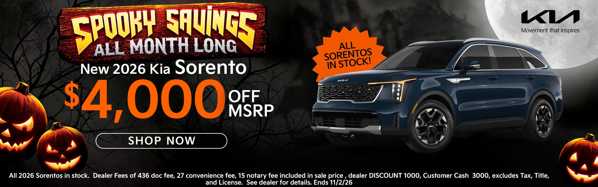 2026 Sorento $4000 off MSRP